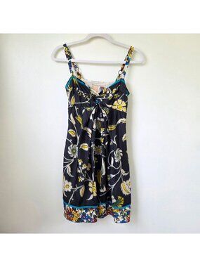 Burning Torch 100% Silk Floral Mini Dress Size Small